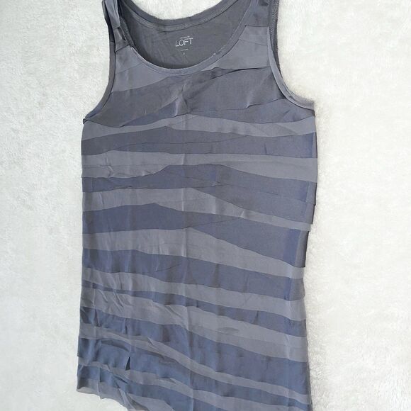 Ann Taylor Loft Tank Top Womens Size S Tiered Straps Sleeveless Dark Gray Knit - Picture 3 of 10